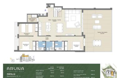 Rzut - Mieszkanie na sprzedaż 4 pokoje o powierzchni 257 m² - numer P2-P2-A w Aruna