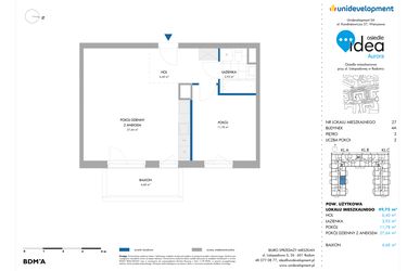 Rzut - Mieszkanie na sprzedaż 2 pokoje o powierzchni 49,75 m² - numer 27.4A w Osiedle Idea Aurora