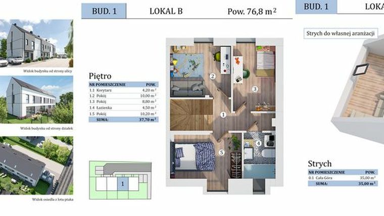 Rzut - Dom na sprzedaż 6 pokoi o powierzchni 111,8 m² - numer 1B w Apartamenty Mirków