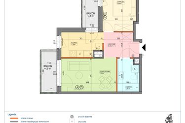 Rzut - Mieszkanie na sprzedaż 2 pokoje o powierzchni 41,66 m² - numer B1.1.09.2k w Junique I.II