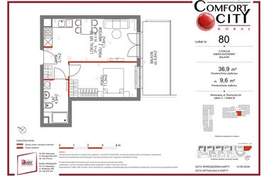 Rzut - Mieszkanie na sprzedaż 2 pokoje o powierzchni 36,9 m² - numer 80 w Comfort City Koral