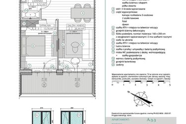 Rzut - Mieszkanie na sprzedaż 2 pokoje o powierzchni 49,46 m² - numer A.3.3 w Remedium