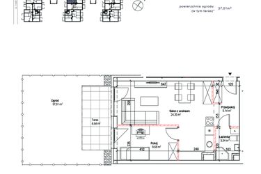 Rzut - Mieszkanie na sprzedaż 2 pokoje o powierzchni 42,41 m² - numer 3A w Łowicka 25