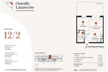 Rzut - Mieszkanie na sprzedaż 2 pokoje o powierzchni 34,33 m² - numer C12-2 w Osiedle Latawców