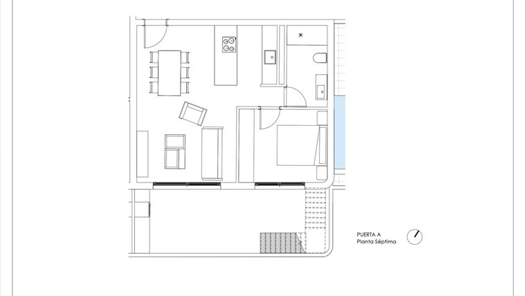 Rzut - Mieszkanie na sprzedaż 1 pokój o powierzchni 76 m² - numer 7-A w Mieszkania w Calpe - 94000145