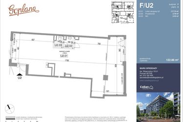 Rzut - Lokal użytkowy na sprzedaż 1 pokój o powierzchni 122,86 m² - numer F/U2 w Goplana budynek F