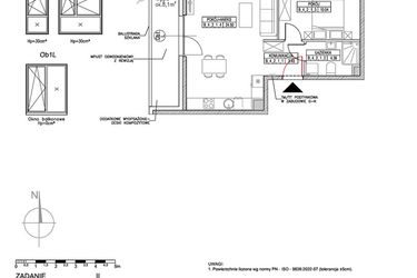Rzut - Mieszkanie na sprzedaż 2 pokoje o powierzchni 42,38 m² - numer B.4.2.1 w Forma II