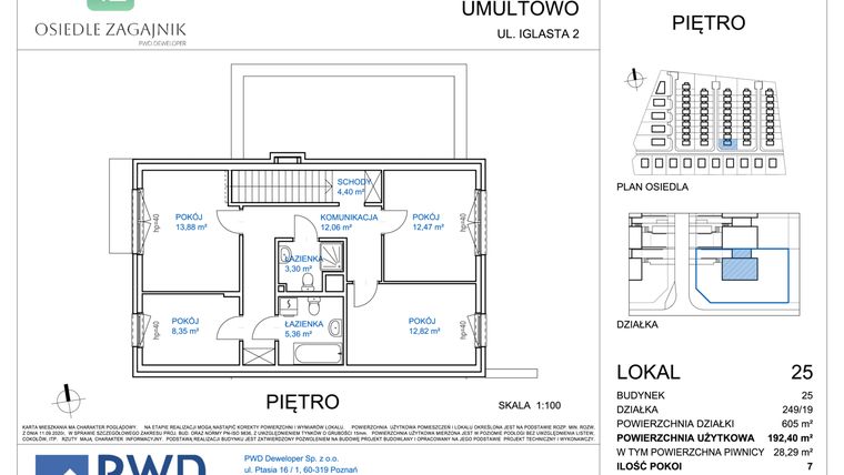 Rzut - Dom na sprzedaż 7 pokoi o powierzchni 192,4 m² - numer 25 w Osiedle Zagajnik etap II - domy jednorodzinne, szereg