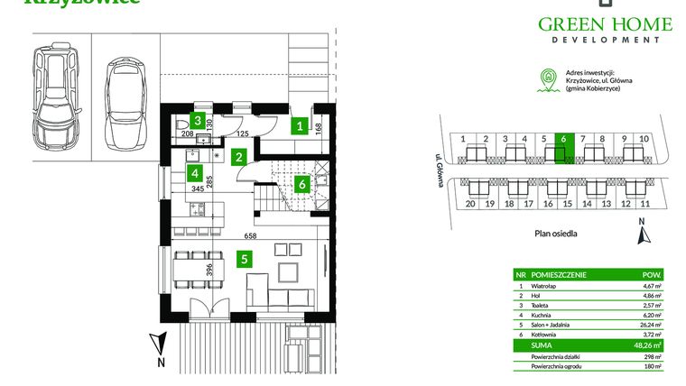 Rzut - Dom na sprzedaż 5 pokoi o powierzchni 105 m² - numer 6 w Nowe Krzyżowice II