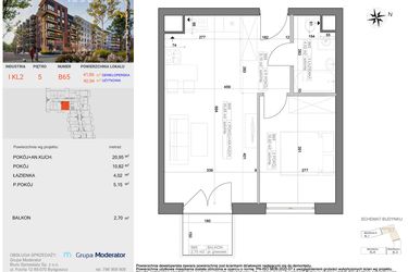 Rzut - Mieszkanie na sprzedaż 2 pokoje o powierzchni 40,94 m² - numer I-B65 w Industria etap I-B