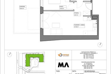 Rzut - Mieszkanie na sprzedaż 2 pokoje o powierzchni 39,46 m² - numer PT/C/0/6 w Przystanek Tarnogaj