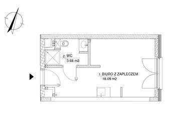 Rzut - Lokal użytkowy na sprzedaż 1 pokój o powierzchni 21,77 m² - numer 49 w RZ21