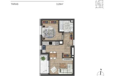 Rzut - Mieszkanie na sprzedaż 2 pokoje o powierzchni 39,31 m² - numer G13 w Osiedle Parkowe
