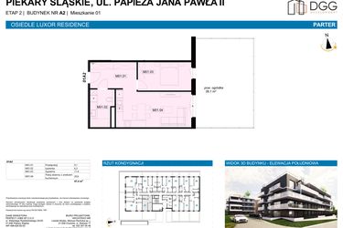 Rzut - Mieszkanie na sprzedaż 2 pokoje o powierzchni 47,4 m² - numer A2.1 w Luxor Residence
