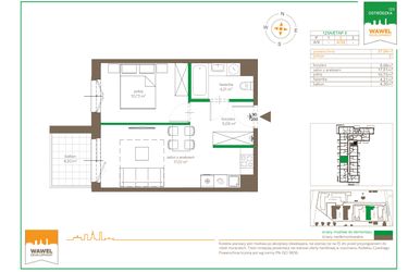 Rzut - Mieszkanie na sprzedaż 2 pokoje o powierzchni 37,04 m² - numer A/39 w Ostródzka 123 - II etap