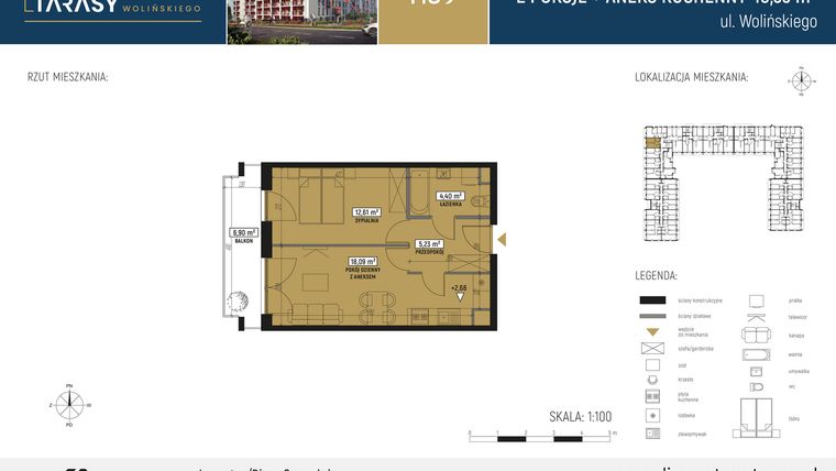 Rzut - Mieszkanie na sprzedaż 2 pokoje o powierzchni 40,33 m² - numer CM39 w Diamentowe Tarasy