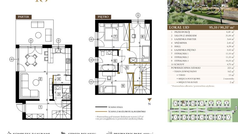 Rzut - Mieszkanie na sprzedaż 4 pokoje o powierzchni 90,35 m² - numer 13D w Lawinowa 18