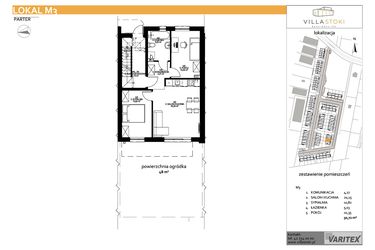 Rzut - Mieszkanie na sprzedaż 3 pokoje o powierzchni 50,06 m² - numer M3 w Villa Stoki (mieszkania)