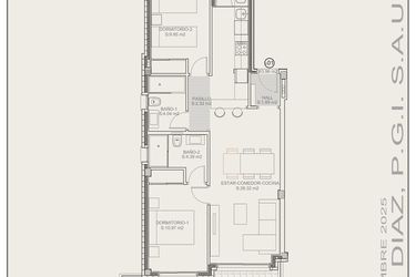 Rzut - Mieszkanie na sprzedaż 2 pokoje o powierzchni 63,96 m² - numer G1.1 w Residencial La Isla III