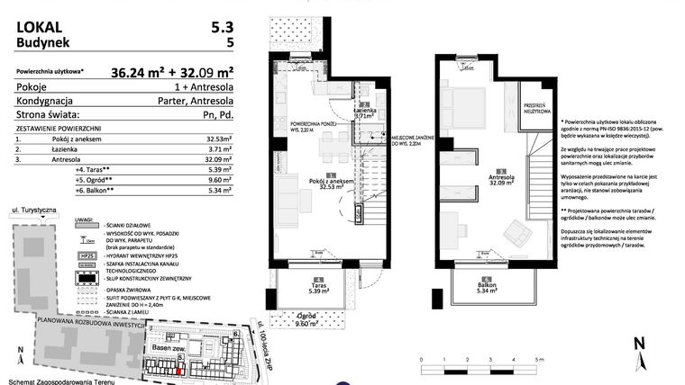 Rzut - Mieszkanie na sprzedaż 2 pokoje o powierzchni 68,33 m² - numer 5.03 w Pino Resort