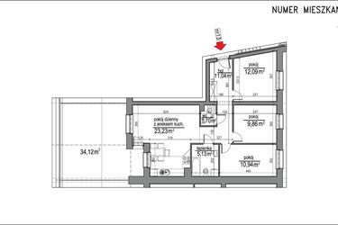 Rzut - Mieszkanie na sprzedaż 4 pokoje o powierzchni 73,99 m² - numer 3m.13 w Osiedle Rytm etap 2