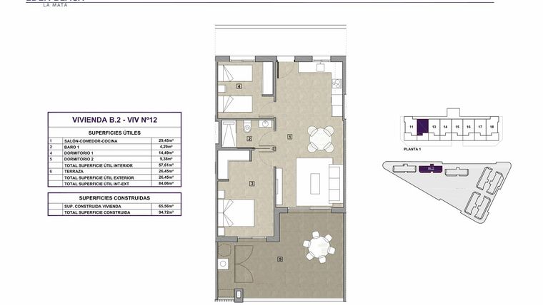 Rzut - Mieszkanie na sprzedaż 2 pokoje o powierzchni 65,56 m² - numer 12 w Eden Beach 2