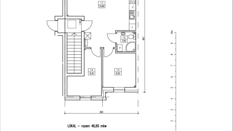 Rzut - Dom na sprzedaż 3 pokoje o powierzchni 46,6 m² - numer D w Iwiny Park etap IV