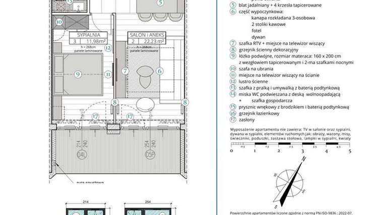Rzut - Mieszkanie na sprzedaż 2 pokoje o powierzchni 42,84 m² - numer A.1.7 w Remedium