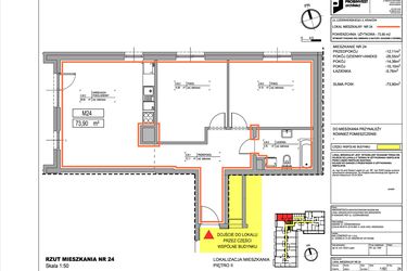 Rzut - Mieszkanie na sprzedaż 3 pokoje o powierzchni 73,9 m² - numer 3.24 w Czerwieńskiego 3