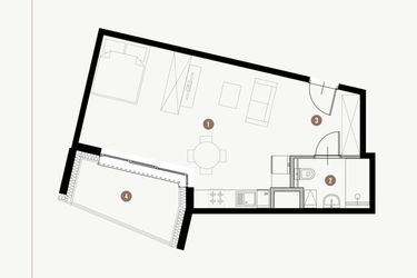 Rzut - Mieszkanie na sprzedaż 1 pokój o powierzchni 36,94 m² - numer II.10.3 w Tuwima Apartments