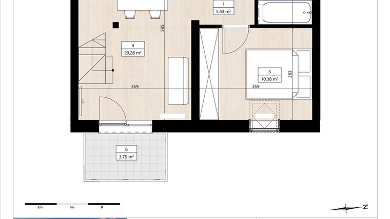 Rzut - Mieszkanie na sprzedaż 2 pokoje o powierzchni 48,14 m² - numer B4/3/37 w Montano bud. B4