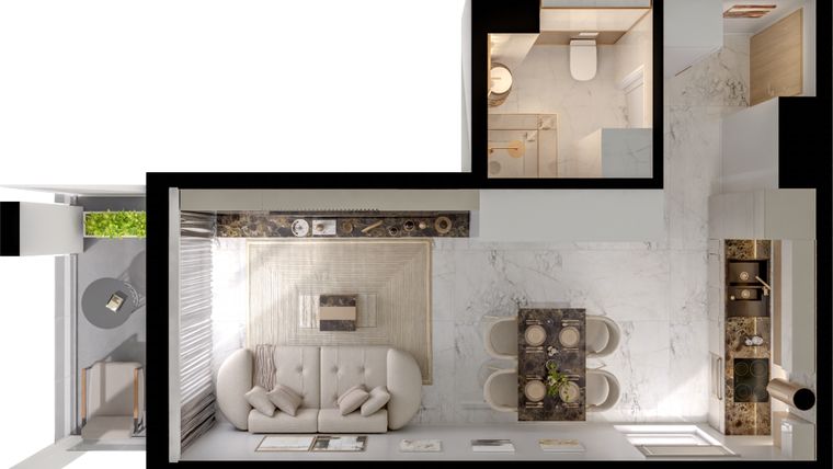 Rzut - Mieszkanie na sprzedaż 1 pokój o powierzchni 31,23 m² - numer A7/3/48 w GEMINI G-7