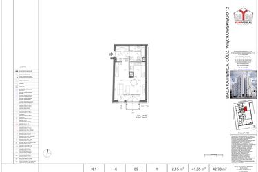 Rzut - Mieszkanie na sprzedaż 1 pokój o powierzchni 43,84 m² - numer 69 w Biała Kamienica