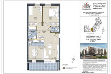 Rzut - Mieszkanie na sprzedaż 3 pokoje o powierzchni 67,6 m² - numer 15 w Perła Śródmieścia