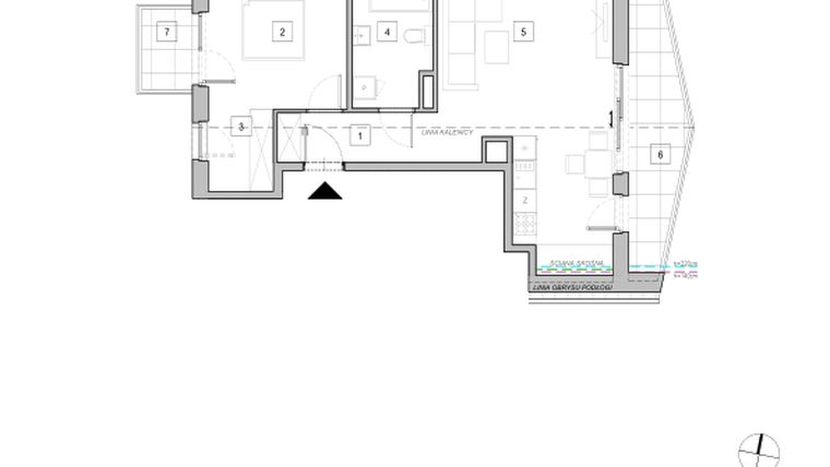 Rzut - Mieszkanie na sprzedaż 2 pokoje o powierzchni 51,76 m² - numer D2_4 w ATAL Zawiślańska