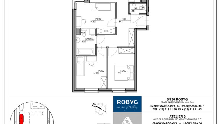 Rzut - Mieszkanie na sprzedaż 4 pokoje o powierzchni 75,37 m² - numer MU/4/K/2/10 w Mój Ursus Etap 4