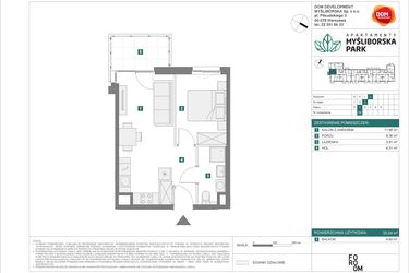 Rzut - Mieszkanie na sprzedaż 2 pokoje o powierzchni 35,04 m² - numer J59 w Apartamenty Myśliborska Park