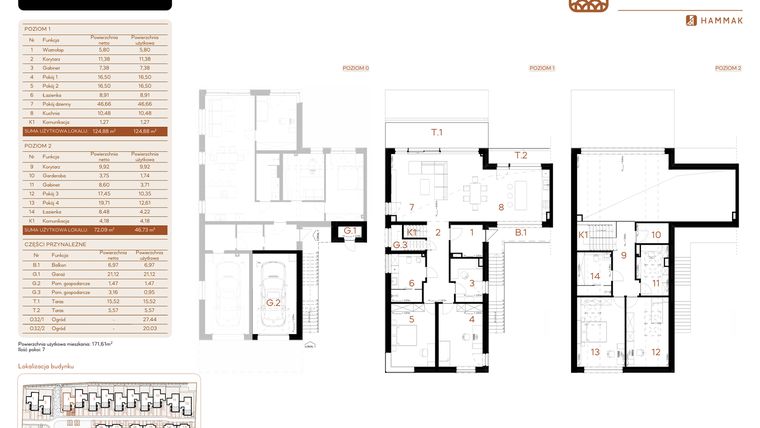 Rzut - Mieszkanie na sprzedaż 7 pokoi o powierzchni 171,61 m² - numer 3.2 w Kosocicka Forest