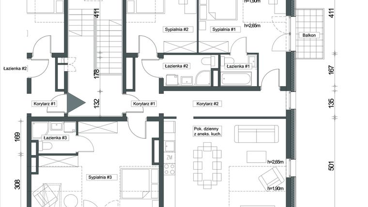 Rzut - Mieszkanie na sprzedaż 4 pokoje o powierzchni 105,19 m² - numer W1/M03/2P w Zielony Brochów 7 - etap A