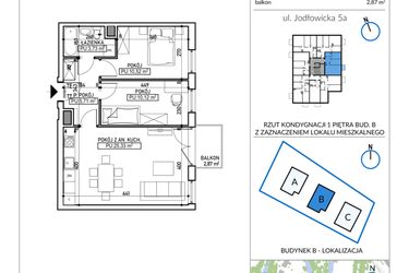 Rzut - Mieszkanie na sprzedaż 1 pokój o powierzchni 55,41 m² - numer 5A-14 w Jodłowicka 5