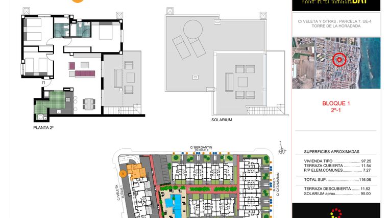Rzut - Mieszkanie na sprzedaż 3 pokoje o powierzchni 116,06 m² - numer 1 w Higuericas Bay - Torre de la Horadada