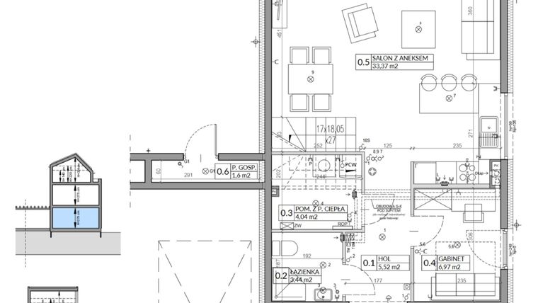 Rzut - Dom na sprzedaż 6 pokoi o powierzchni 140,89 m² - numer 10B w Wille przy Lesie etap III