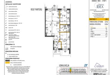 Rzut - Mieszkanie na sprzedaż 3 pokoje o powierzchni 53,7 m² - numer 7-L1 w Osiedle Idea etap I