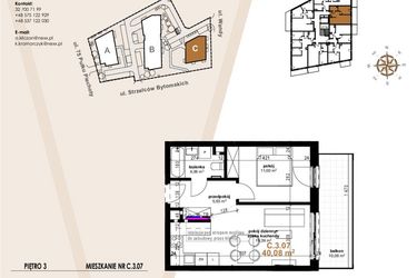 Rzut - Mieszkanie na sprzedaż 2 pokoje o powierzchni 40,08 m² - numer VC.3.07 w Vanda Park