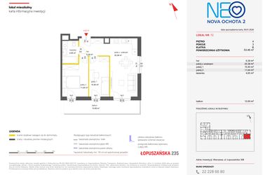 Rzut - Mieszkanie na sprzedaż 3 pokoje o powierzchni 53,29 m² - numer 72 w Neo Nova Ochota 2