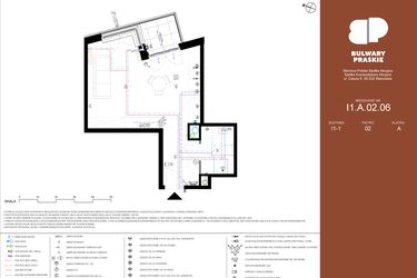 Rzut - Mieszkanie na sprzedaż 1 pokój o powierzchni 36,84 m² - numer I1.A.02.06 w Bulwary Praskie etap I i J