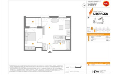Rzut - Mieszkanie na sprzedaż 2 pokoje o powierzchni 40,67 m² - numer E.16 w Apartamenty Literacka etap 2.2