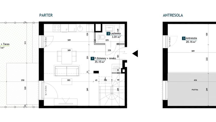 Rzut - Mieszkanie na sprzedaż 1 pokój o powierzchni 58,32 m² - numer AC0005 w Viva Cité 2