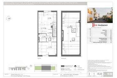 Rzut - Mieszkanie na sprzedaż 3 pokoje o powierzchni 45,4 m² - numer B.3B w Nova Wola Park