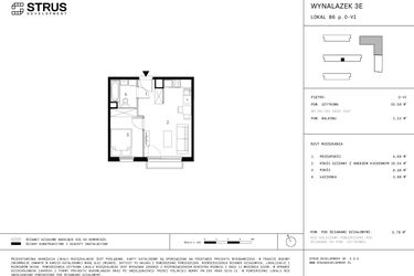 Rzut - Mieszkanie na sprzedaż 2 pokoje o powierzchni 33,66 m² - numer B6.5 w Wynalazek 3A